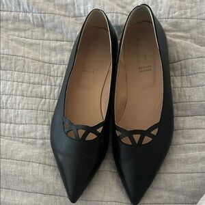 Black leather flats size 9